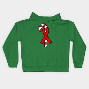 Candy Cane Awareness Ribbon (Red) Kids Hoodie